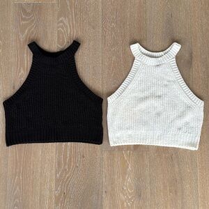 H&M Divided 1 black & 1 white sweater crop tops. Size Small.